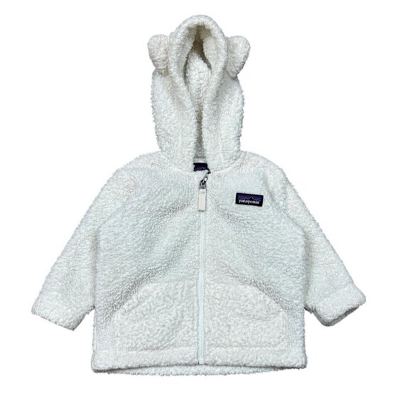 Patagonia Toddler Girls Fleece Jacket 3T – Cream Sherpa Zip-Up Worn Wear - Picture 1 of 9